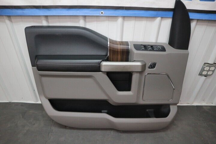 2015-2021 Ford F-150 Crew Cab Grey/ Wood Grain Door Panel Set OEM