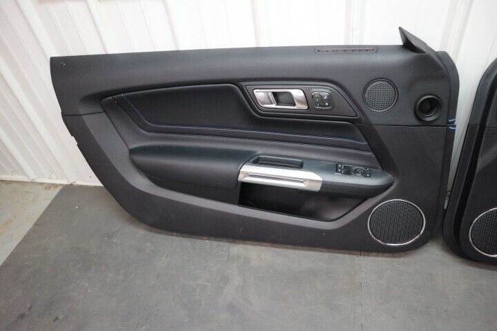 2015-2023 Ford Mustang GT Door Panel Black "Leather" w/memory-BLUE STITCH -OEM