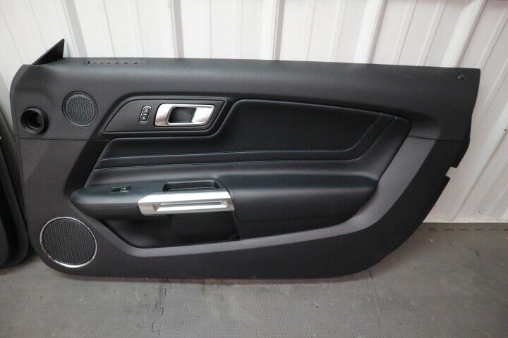 2015-2023 Ford Mustang GT Door Panel Black "Leather" w/memory-BLUE STITCH -OEM