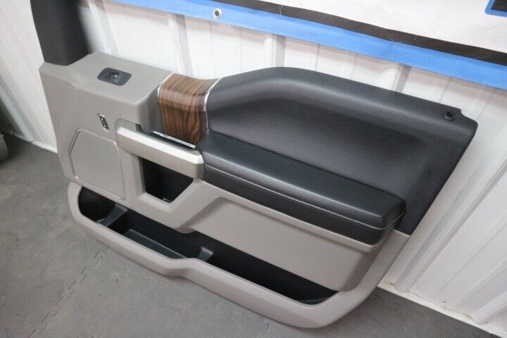 2015-2021 Ford F-150 Crew Cab Grey/ Wood Grain Door Panel Set OEM