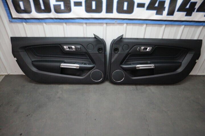 2015-2023 Ford Mustang GT Door Panel Black "Leather" w/memory-BLUE STITCH -OEM