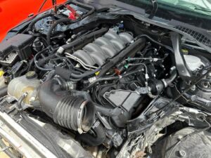 Car engine under hood of car 